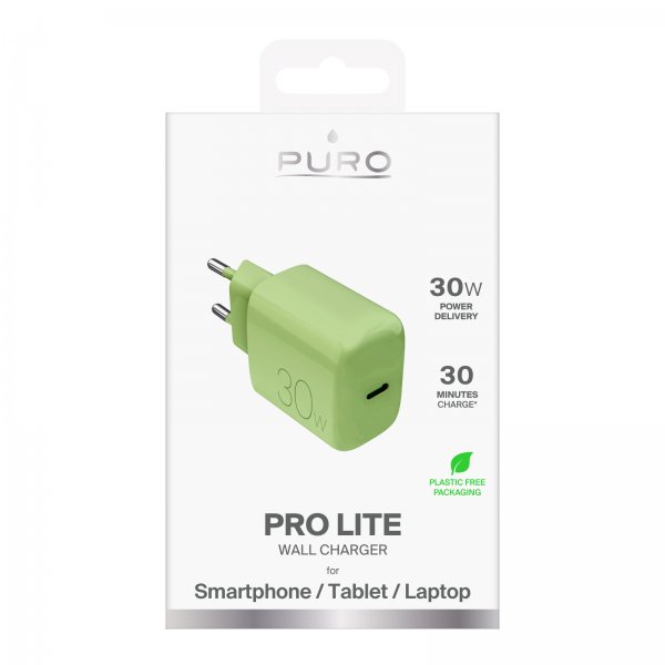 Puro Laturi Pro Lite 30W USB-C Vihreä