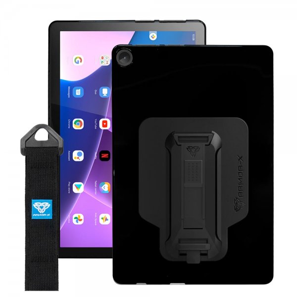 Armor-X Lenovo Tab M10 (3. sukupolvi) TB328 Suojakuori Kulmasuojus Käsiremmi Jalusta X-Mount