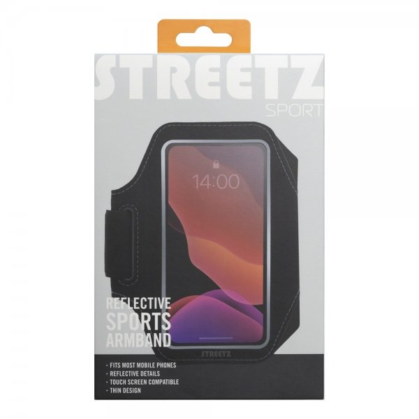 Streetz Reflective Sports Armband Slim Musta