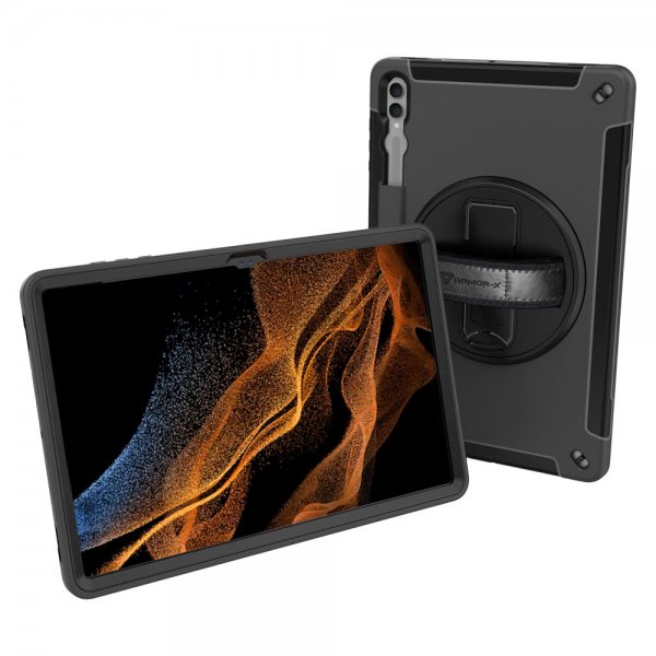 Armor-X Samsung Galaxy Tab S9 Ultra Kuori Vedenkestävä Iskunkestävä Kotelo Käsihihna Jalusta