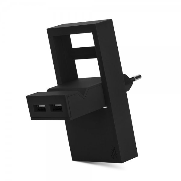 Usbepower ROCK kaksois-USB-laturi 2-in-1-taskulaturi, musta