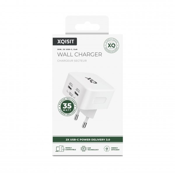 Xqisit Laturi 35W 2xUSB-C GaN -seinälaturi