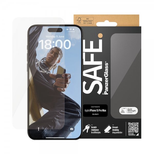 SAFE by PanzerGlass iPhone 15 Pro Max -näytönsuoja Ultra-Wide Fit