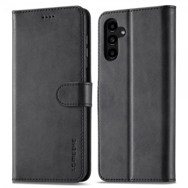 Lc.Imeeke Samsung Galaxy A04s/Galaxy A13 5G -suojakotelo, jossa korttipaikka ja jalustaominaisuus, musta
