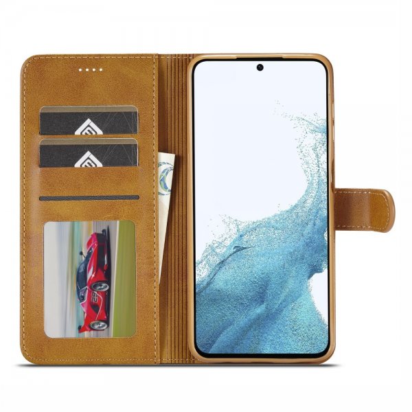 Lc.Imeeke Samsung Galaxy A05s Kotelo, jossa korttipaikat ja jalustatoiminto, vaaleanruskea