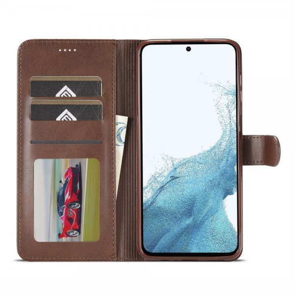 Lc.Imeeke Samsung Galaxy A05s Kotelo Korttipaikalla, Jalustatoiminto, Tummanruskea