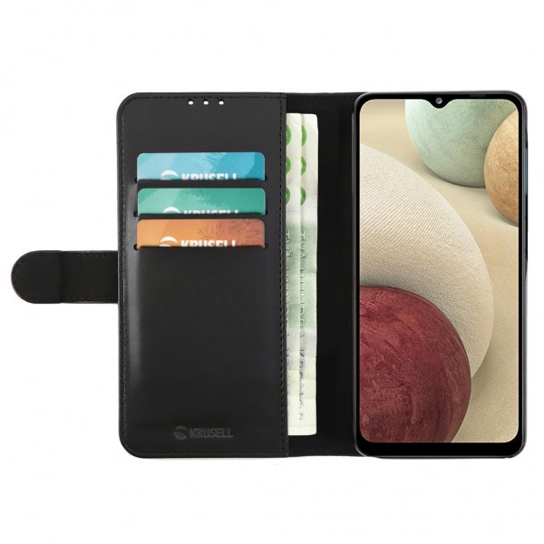 Krusell Samsung Galaxy A12 -suojakotelo, lompakkotyyppinen, musta