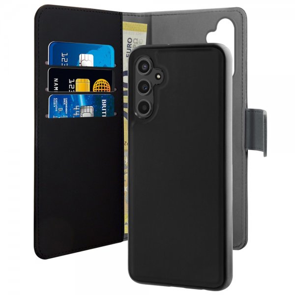 Puro Samsung Galaxy A14 Wallet Detachable 2-in-1 -kotelo, musta