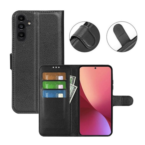 Samsung Galaxy A14 -kotelo jalustalla, musta