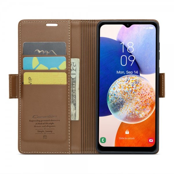 CaseMe Samsung Galaxy A14 -kotelo, 023 Series, ruskea