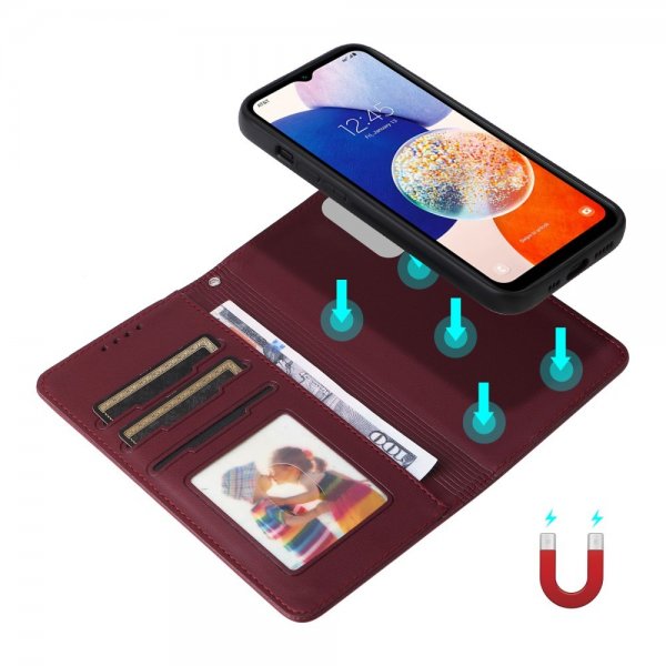 Betopnice Samsung Galaxy A14 -kotelo irrotettavalla kuorella 005 Punainen