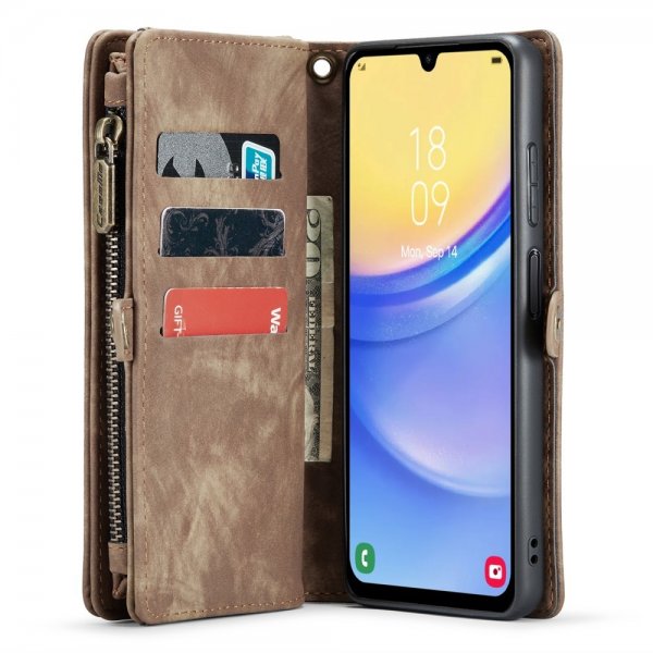 CaseMe Samsung Galaxy A15 Kotelo 008 Series Irrotettava kuori Ruskea