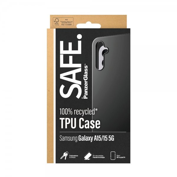 SAFE by PanzerGlass Samsung Galaxy A15 Kuori Pehmeä TPU-kotelo Musta