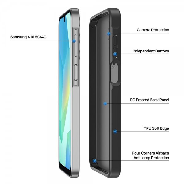 Dux Ducis Samsung Galaxy A16 Yind Series -suojakuori, musta