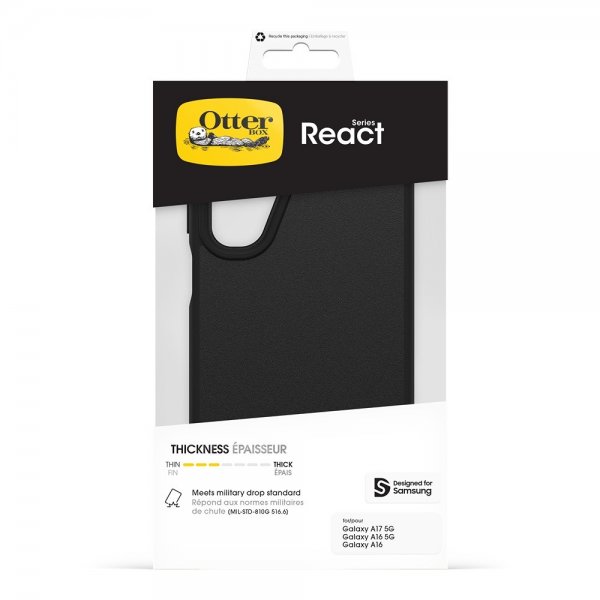 Otterbox Samsung Galaxy A17/Galaxy A16 -suojakuori React, musta