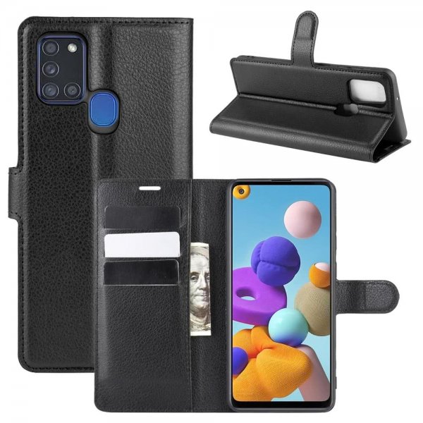 Samsung Galaxy A21s Litsi-kuvioinen suojakotelo, musta
