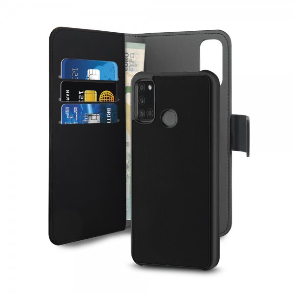 Puro Samsung Galaxy A21s suojakotelo lompakko irrotettava 2-in-1 musta