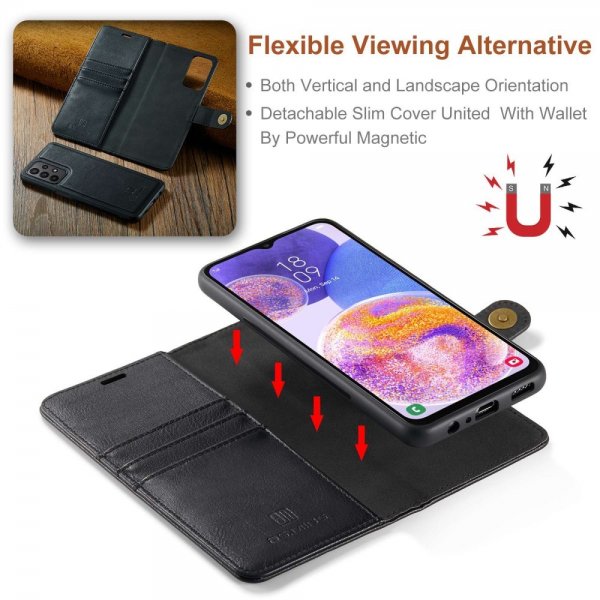 Dg.Ming Samsung Galaxy A23 5G Kotelo irrotettavalla kuorella, musta