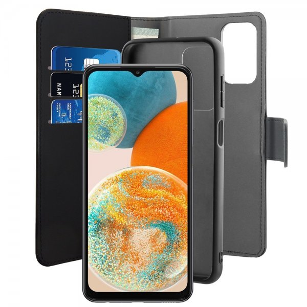 Puro Samsung Galaxy A23 5G -suojakotelo Wallet Detachable 2 in 1, musta