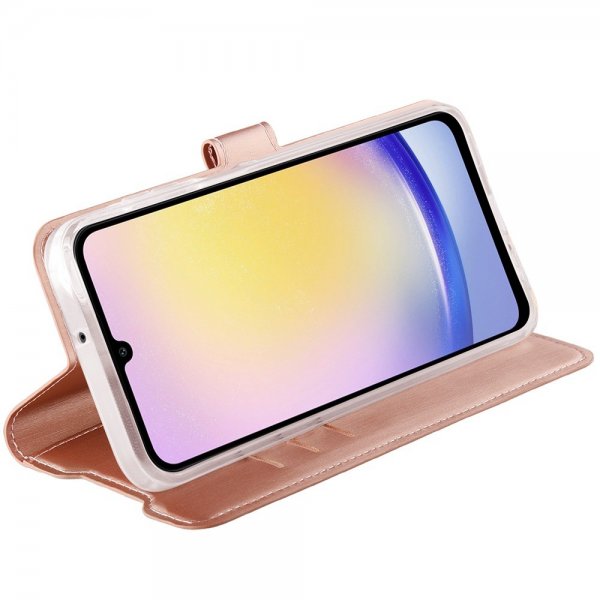 Vivanco Samsung Galaxy A25 -suojakotelo Classic Wallet, ruusukulta