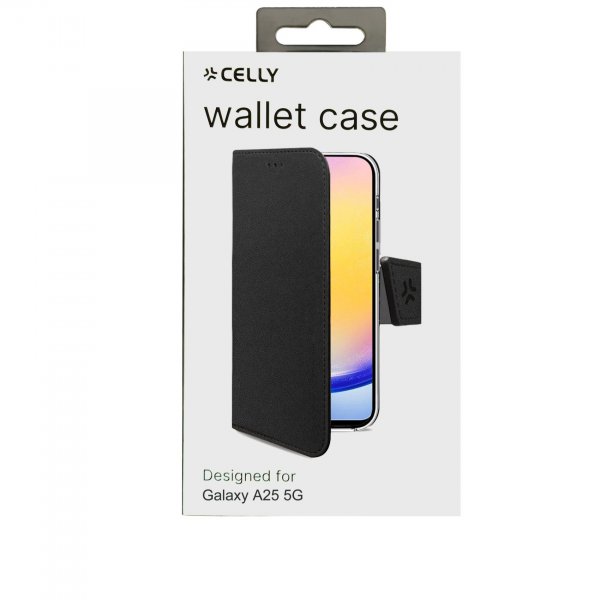 Celly Samsung Galaxy A25 -kotelo Wally Wallet Case, musta