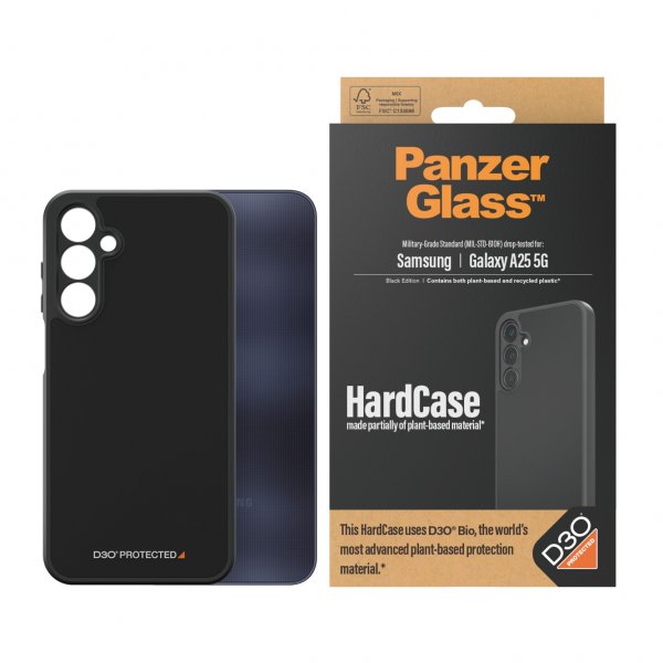 PanzerGlass Samsung Galaxy A25 HardCase D3O -suojakuori, musta