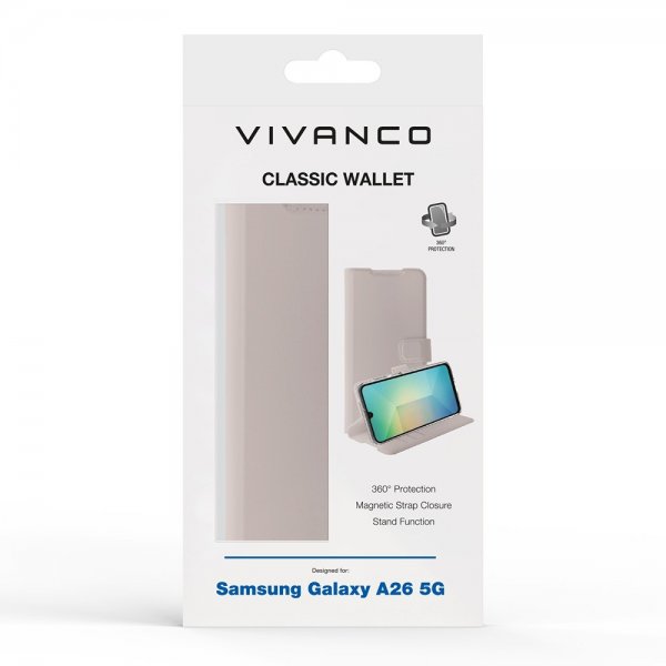 Vivanco Samsung Galaxy A26 Kotelo Classic Wallet Greige