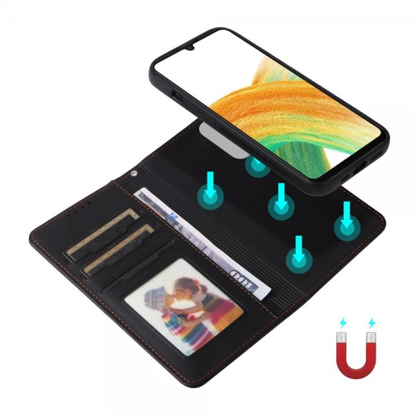 Betopnice Samsung Galaxy A33 5G -suojakotelo irrotettavalla kuorella 005 Musta