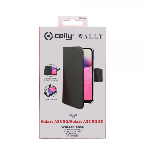 Celly Samsung Galaxy A33 5G -suojakotelo Wally Wallet Case, musta