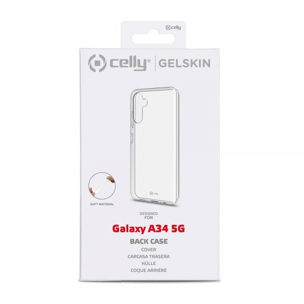 Celly Samsung Galaxy A34 5G -suojakuori GELSKIN Läpinäkyvä