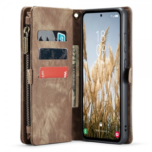 CaseMe Samsung Galaxy A35 -kotelo, 008 Series, irrotettava kuori, ruskea