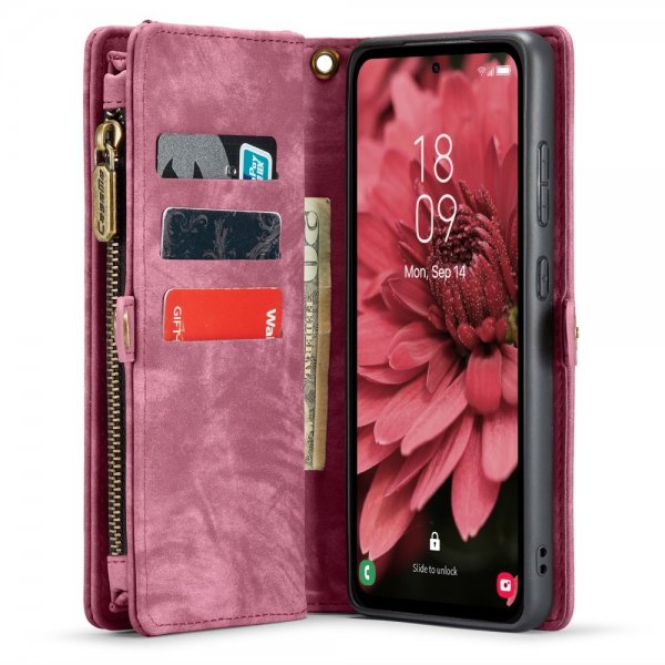 CaseMe Samsung Galaxy A35 -kotelo 008-sarja, irrotettava kuori, punainen