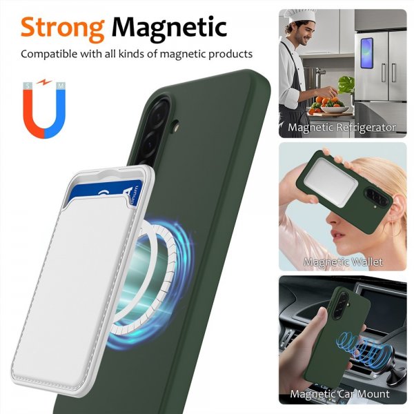 Samsung Galaxy A36/Galaxy A56 Kuori hihnalla silikoni MagSafe Tummanvihreä