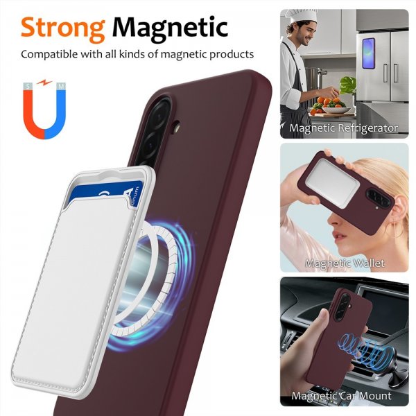 Samsung Galaxy A36/Galaxy A56 Kuori hihnalla silikonia MagSafe Viininpunainen