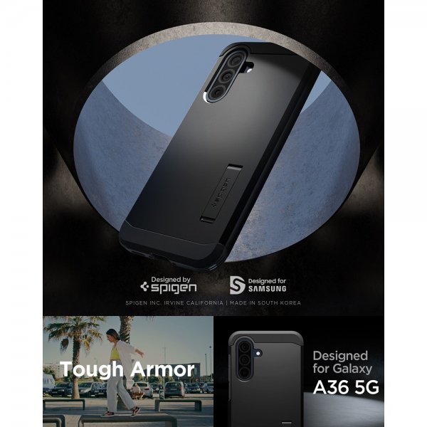 Spigen Samsung Galaxy A36 Kuori Tough Armor Musta