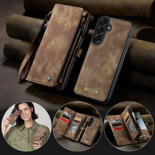 CaseMe Samsung Galaxy A37 -suojakotelo, 008-sarja, irrotettava kuori, ruskea