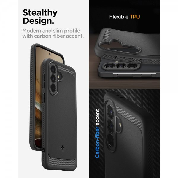 Spigen Samsung Galaxy A37 -kuori, Rugged Armor, mattamusta