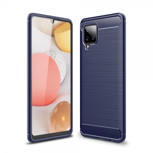 Samsung Galaxy A42 5G Kuori Harjattu Hiilikuitukuvio Sininen