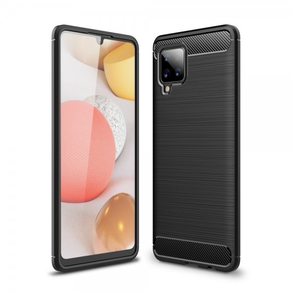 Samsung Galaxy A42 5G Kuori Harjattu hiilikuitukuvio Musta