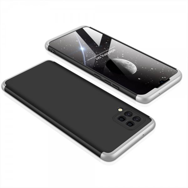 GKK Samsung Galaxy A42 5G Kuori Kolmiosainen Musta Hopea