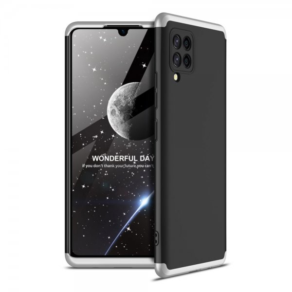 GKK Samsung Galaxy A42 5G Kuori Kolmiosainen Musta Hopea