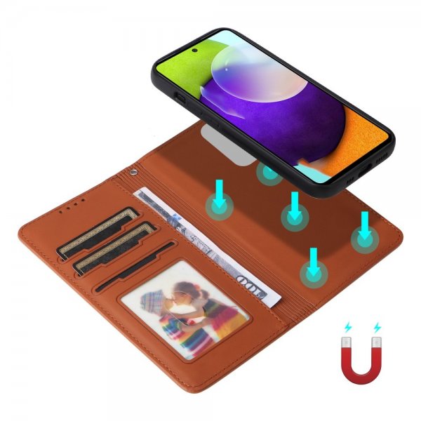 Betopnice Samsung Galaxy A52/A52s 5G -kotelo irrotettavalla kuorella 005 Ruskea