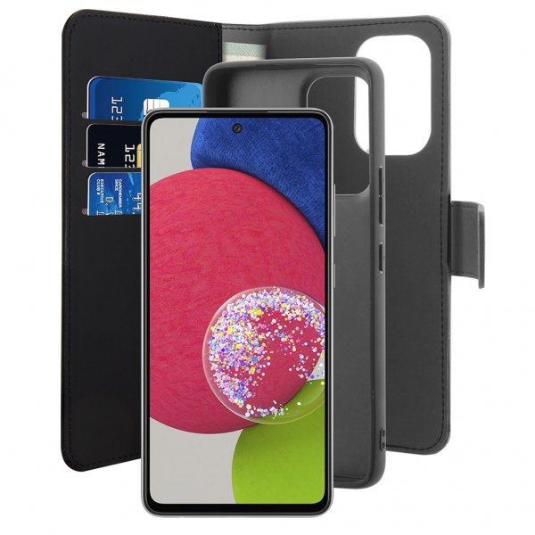 Puro Samsung Galaxy A53 5G 2-in-1 Wallet Case, irrotettava kuori, musta