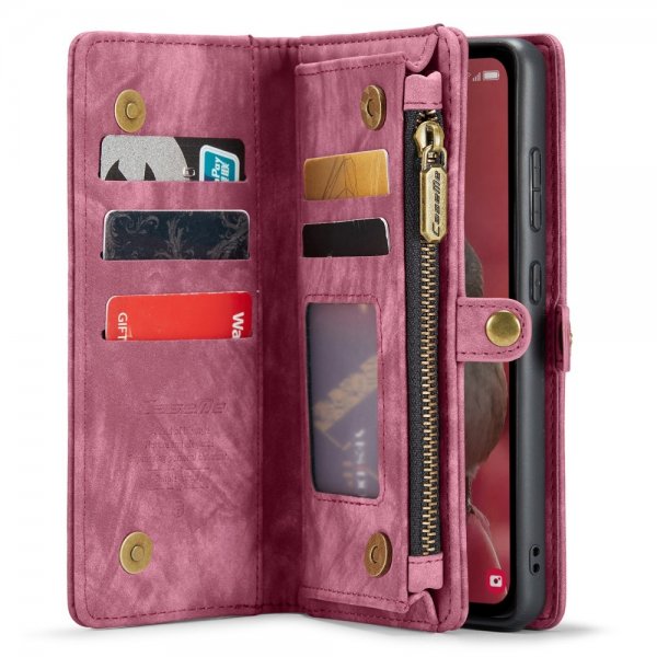 CaseMe Samsung Galaxy A55 -kotelo, 008-sarja, irrotettava kuori, punainen