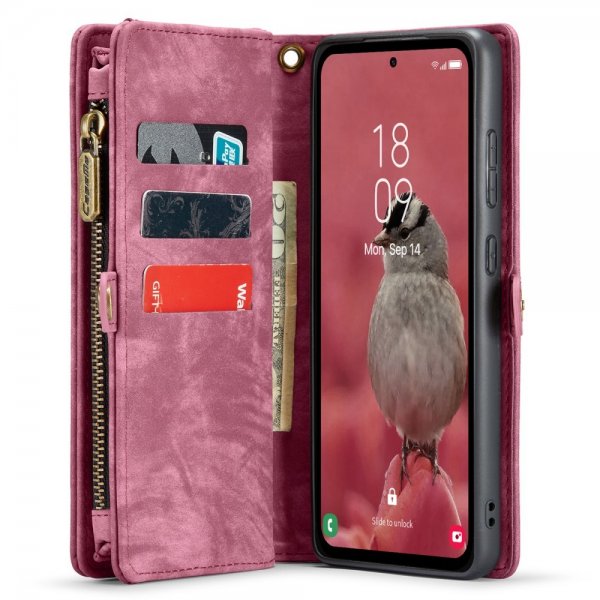 CaseMe Samsung Galaxy A55 -kotelo, 008-sarja, irrotettava kuori, punainen