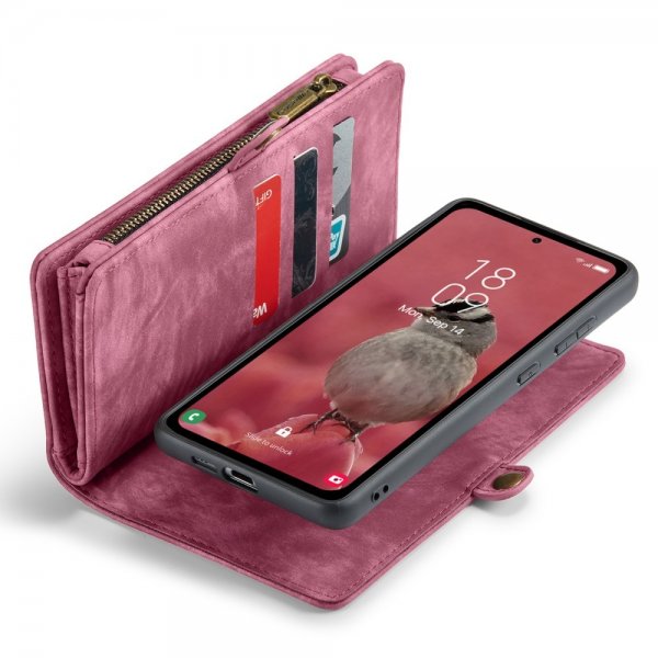 CaseMe Samsung Galaxy A55 -kotelo, 008-sarja, irrotettava kuori, punainen