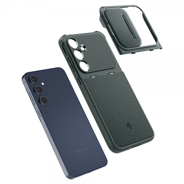 Spigen Samsung Galaxy A55 -suojakuori Optik Armor Abyss Green