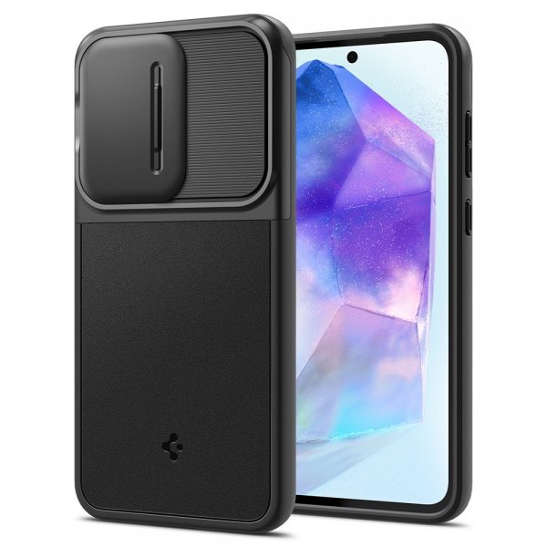 Spigen Samsung Galaxy A55 -suojakuori Optik Armor, musta