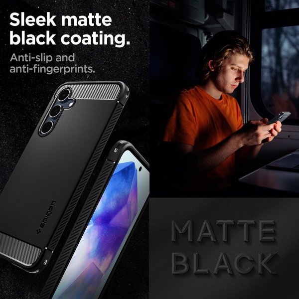 Spigen Samsung Galaxy A55 -suojakuori Rugged Armor Matte Black