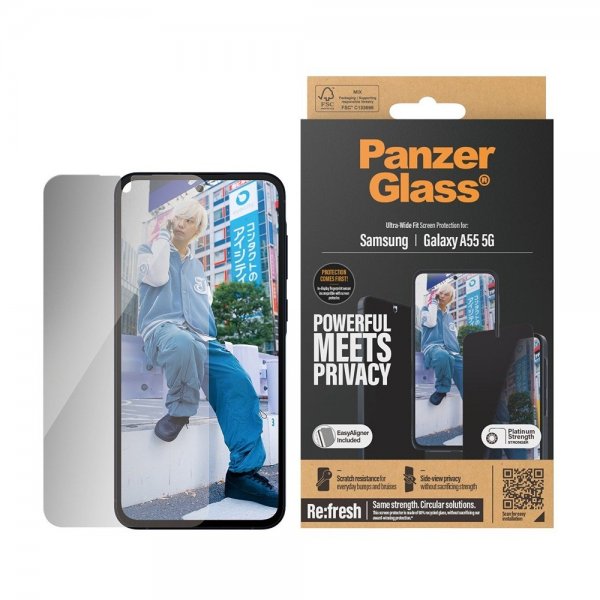 PanzerGlass Samsung Galaxy A55 -näytönsuoja Ultra-Wide Fit Privacy EasyAligner